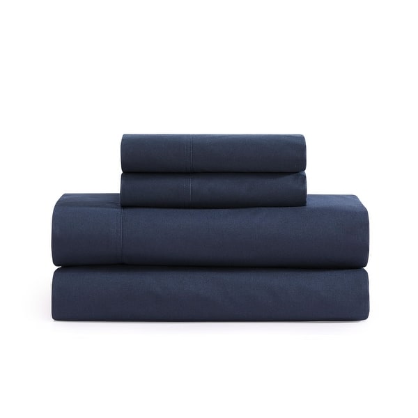 Tommy Hilfiger Solid Percale Cotton Sheet Set - Navy - King