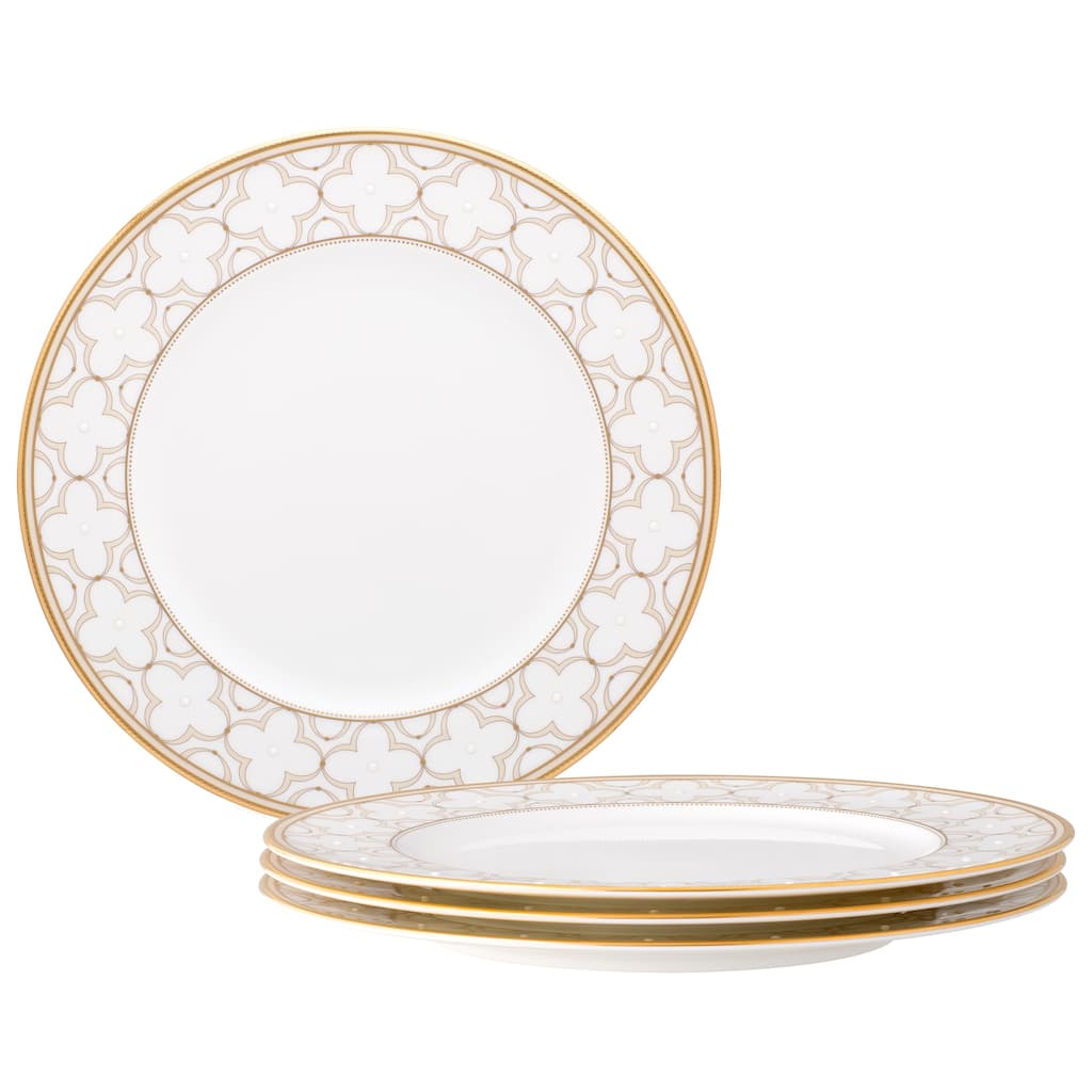 Noritake Trefolio Gold Set Of 4 Dinner Plates, 11"