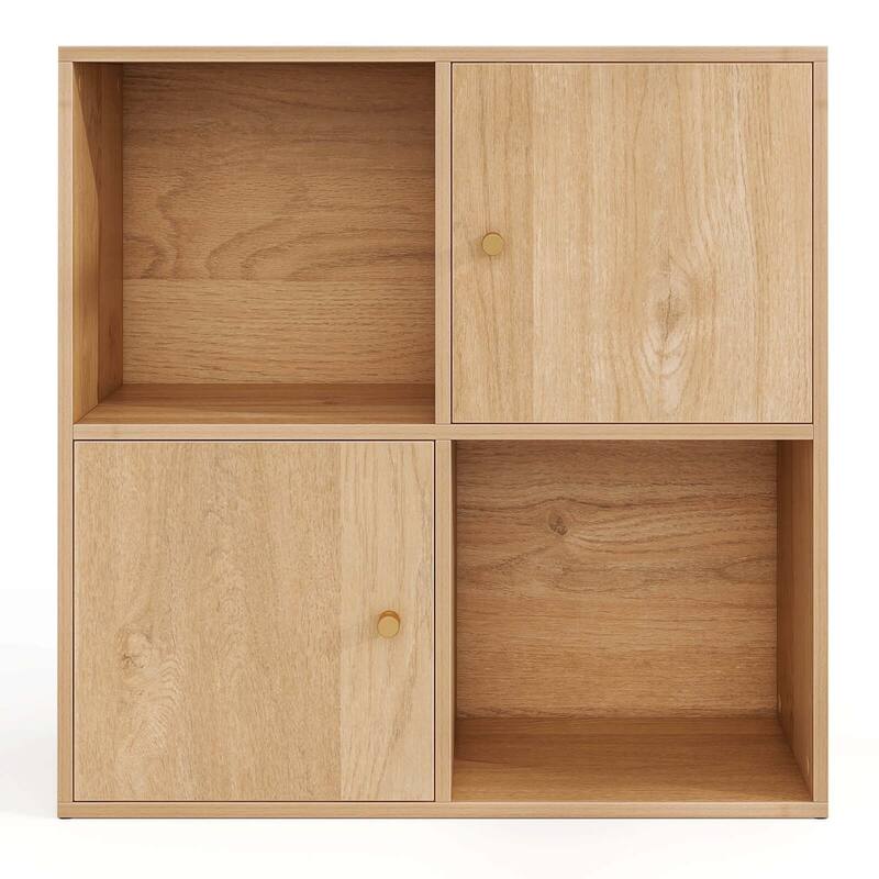 Costway 4-Cube Bookcase with Dual Anti-Tipping Kits & 2 Cabinets - See Details