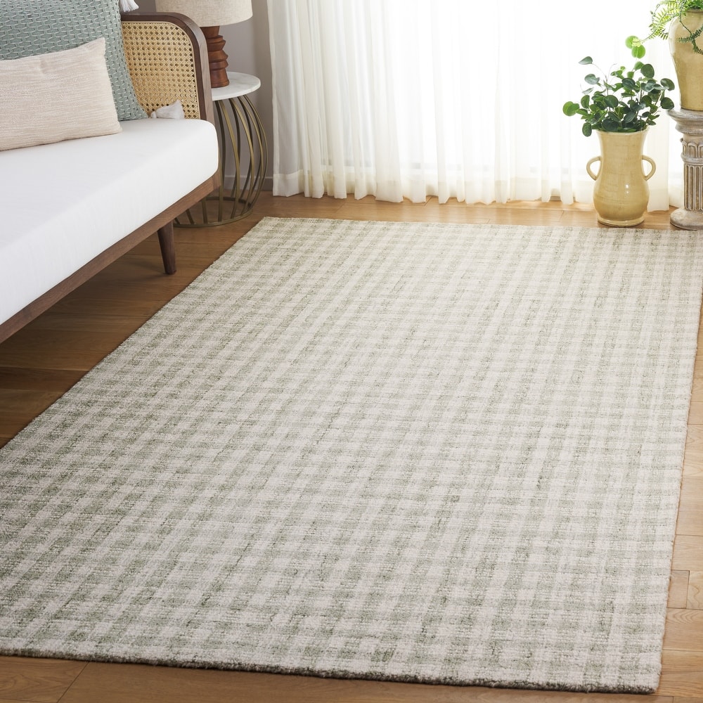 SAFAVIEH Handmade Ebony Katarin Gingham Wool Rug