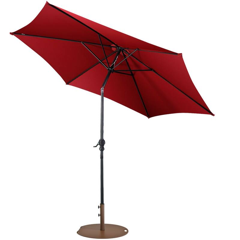 Gymax 9 Ft Patio Table Market Umbrella Yard Outdoor w/ Heavy-duty - Wine