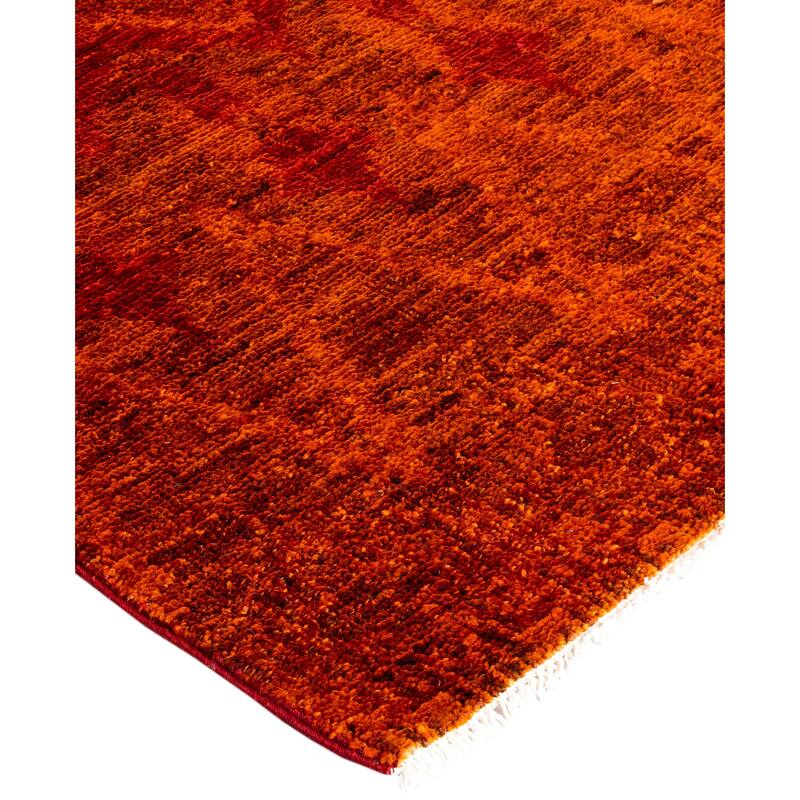 Overdyed One-of-a-Kind Hand-Knotted Area Rug - Orange - 4' 0" x 6' 1"