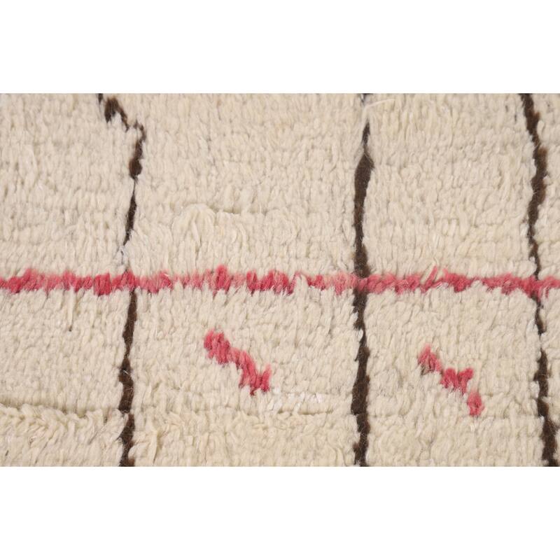 Ivory Moroccan Oriental Area Rug Handmade Wool Carpet - 6'4" x 8'4"