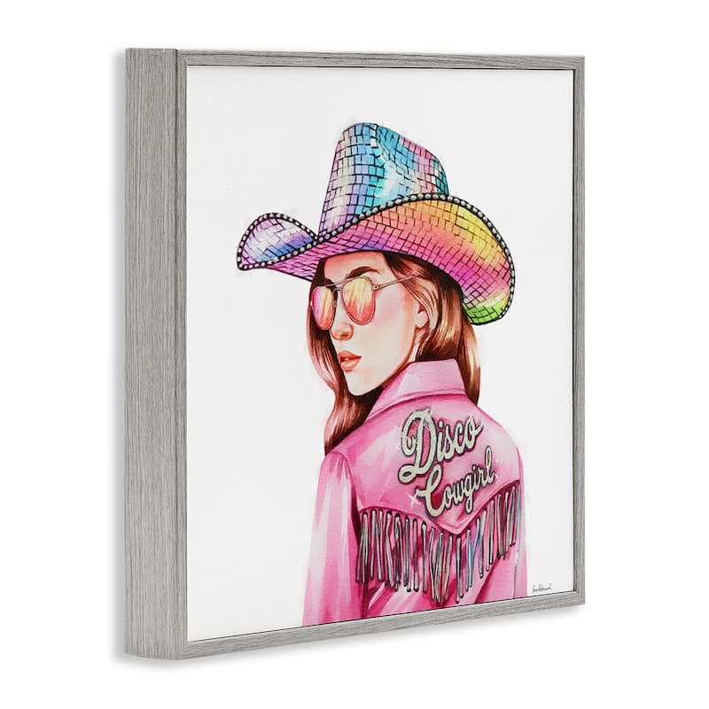Stupell Pink Disco Cowgirl Framed Giclee Art Design By Amanda Greenwood