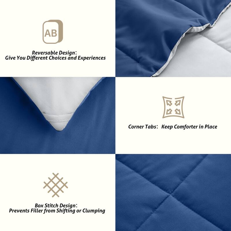 JEAREY Ultra-Lightweight Reversible All-Season Comforter, Cooling Down Alternative Duvet Inserts