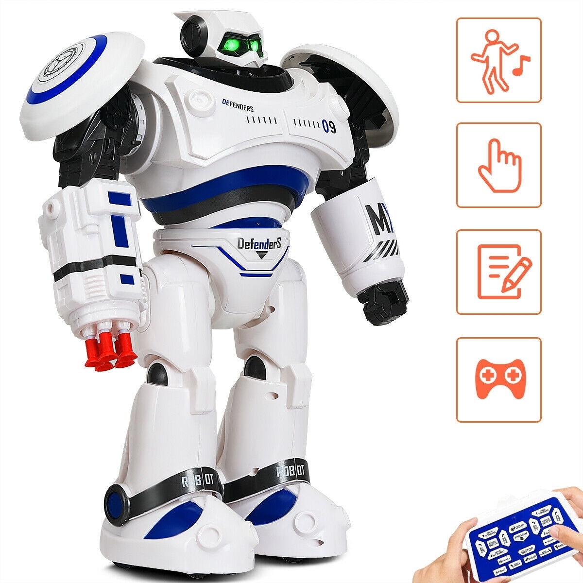 remote control programmable intelligent combat fighting robot blue