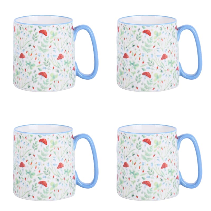 10 Strawberry Street Bella Flora Mugs, Set of 4 - Spring Toadstool