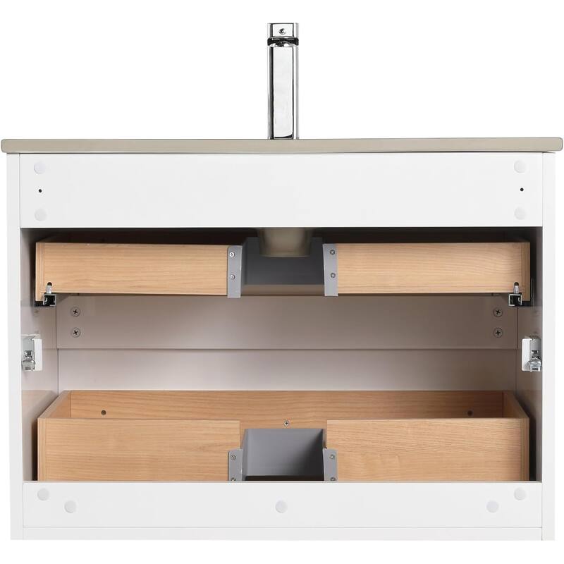 Blossom 30 Inch All Wood Wall Mounted Floating Bathroom Vanity with Sink