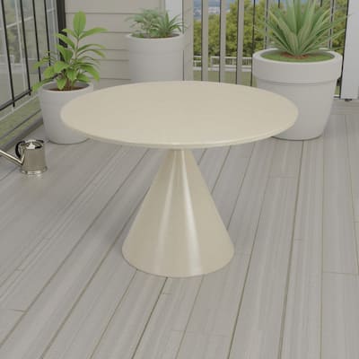 Eula Low Plant Stand Table, 24 Inch Round Tapered Metal Base, White