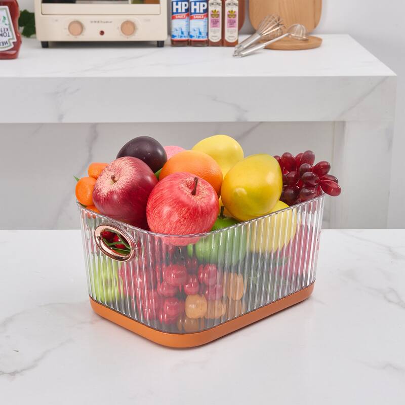Set of 6 Plastic Storage Bins Organizers Stackable Clear Pantry Organizer Box Containers