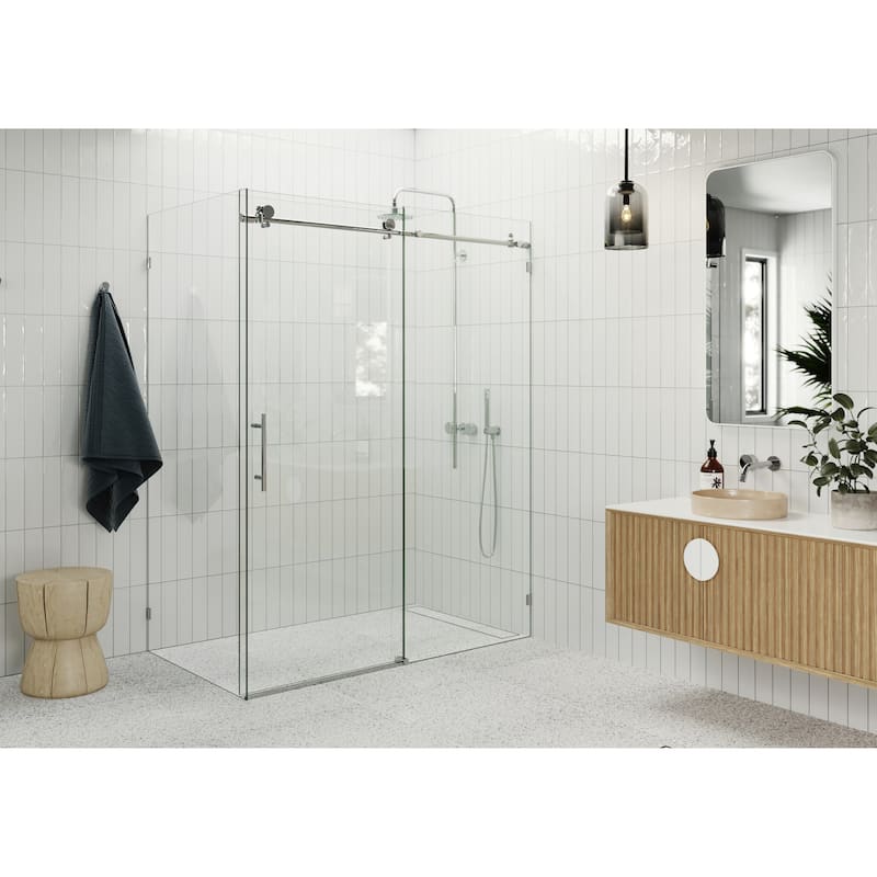 Nova 60 in. x 40 in. x 78 in. Fully Frameless 90-degree Slider Shower Enclosure