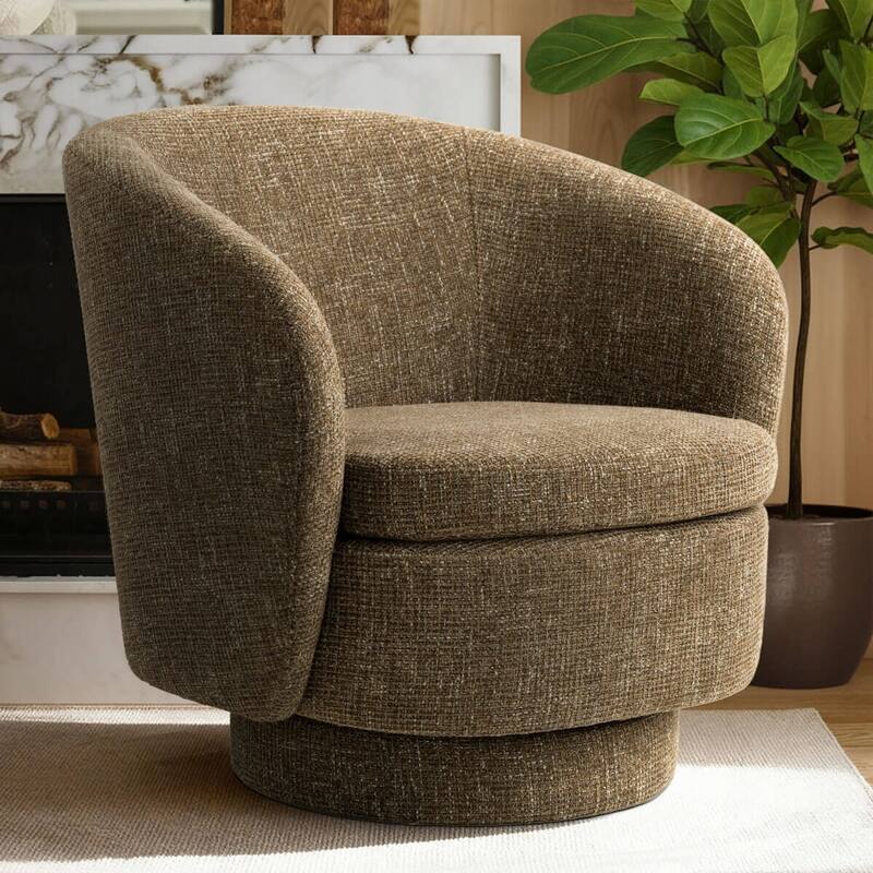 360° Tweed Swivel Barrel Accent Chair