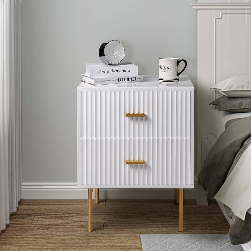 Jonah Contemporary Adjustable Legs Wood 2-Drawer Nightstand by HULALA HOME