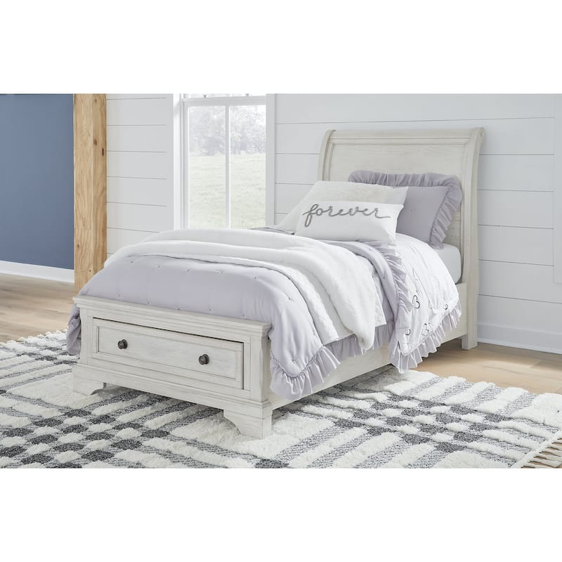 Signature Design by Ashley Robbinsdale Antique White Twin Sleigh Storage Bed