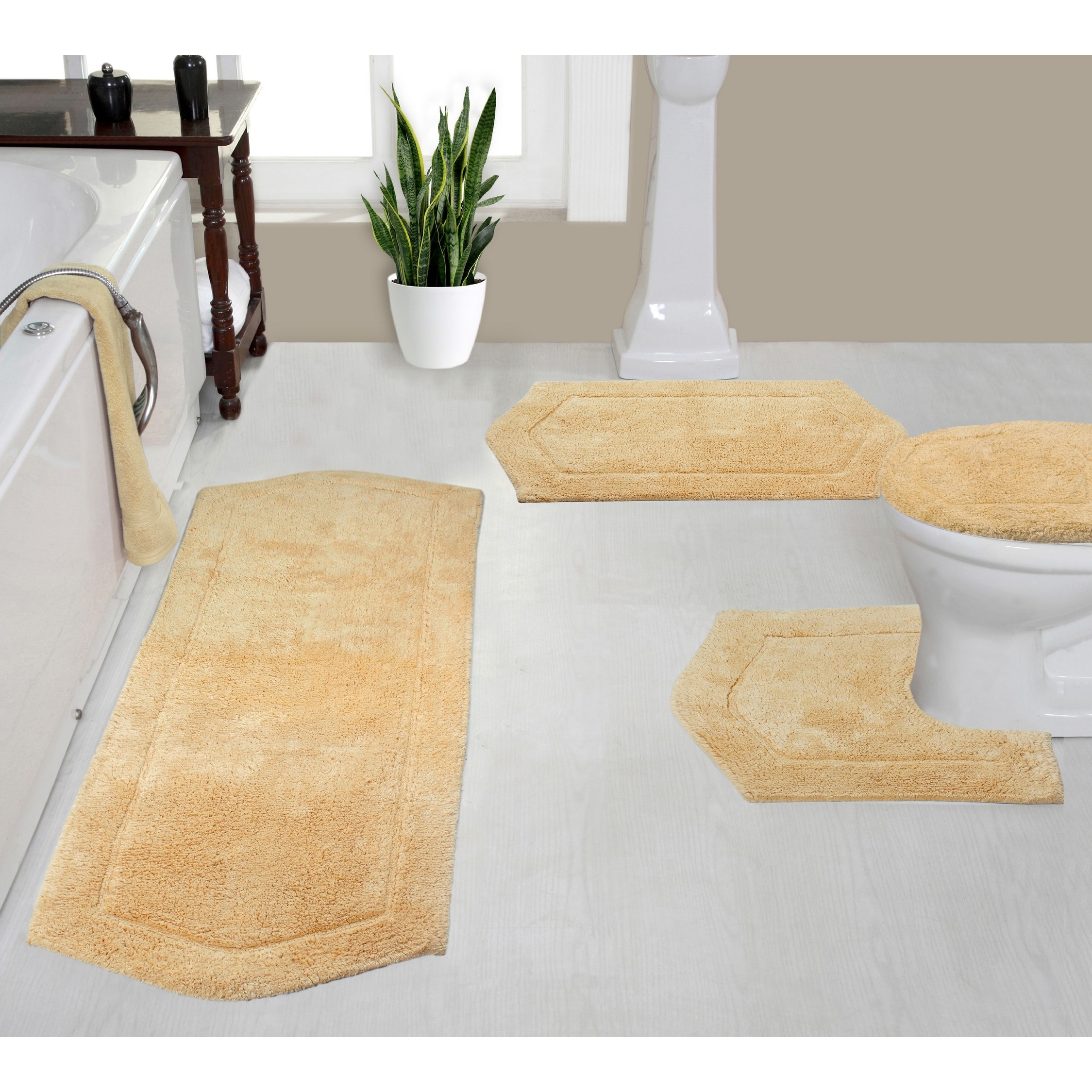 Set Bathhoneycomb Waterproof Bath Mat Set - Non-slip Pvc Plaid Kitchen &  Bathroom Mat
