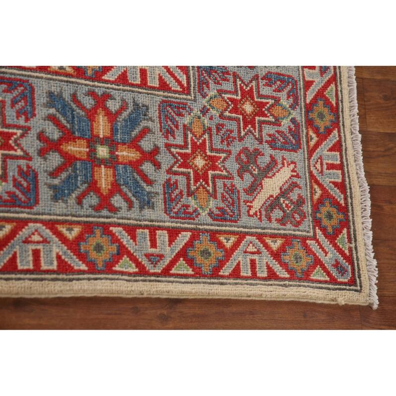 Kazak Living Room Area Rug Hand-Knotted Wool Carpet - 6'9" x 10'1"