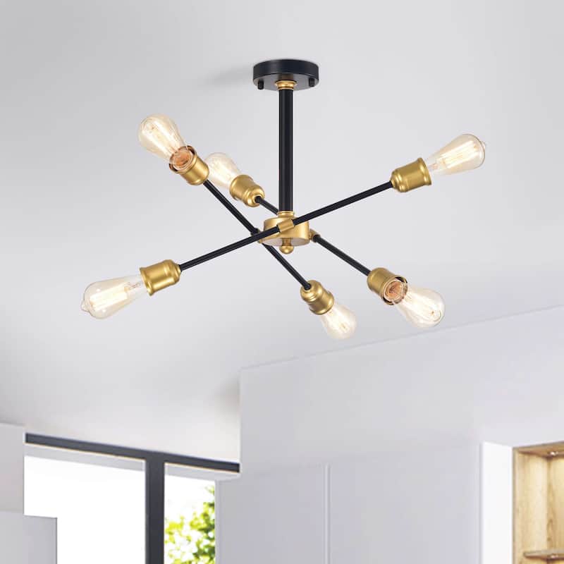 Lorena 6-light Sputnik Black and Gold Chandelier