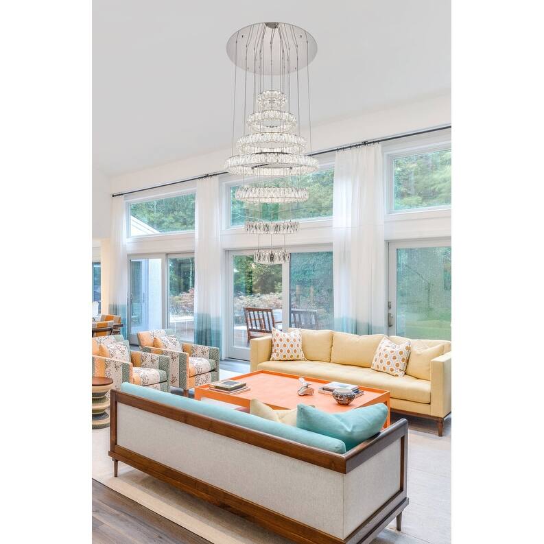 Madelyn 7-Light LED Chandelier Clear Royal Cut Crystal - 34"W X 38.3"H