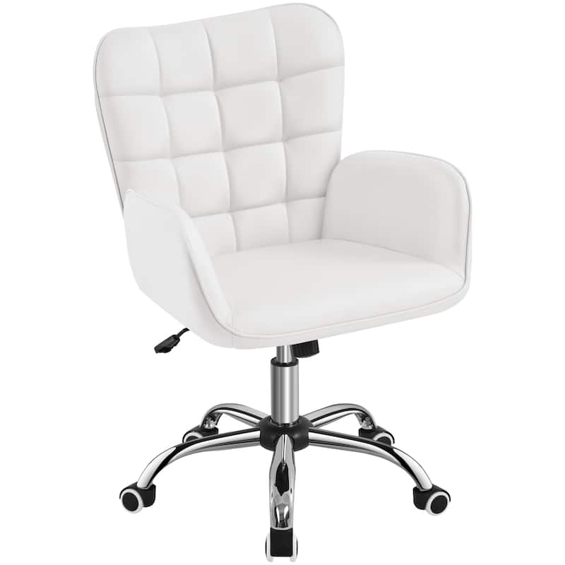 Yaheetech Faux Leather Desk Chair with Padded Armrests Modern Office Chair