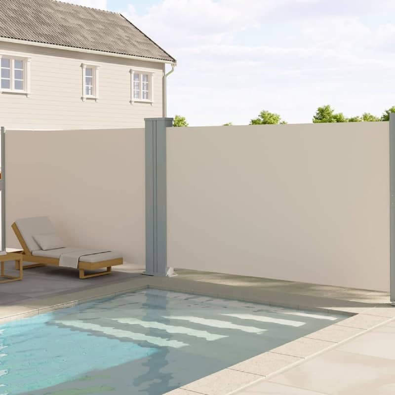 71 in x236 in Retractable Side Awning, Privacy Screen Protection Awning for Patio, Balcony and Pools - N/A - Beige