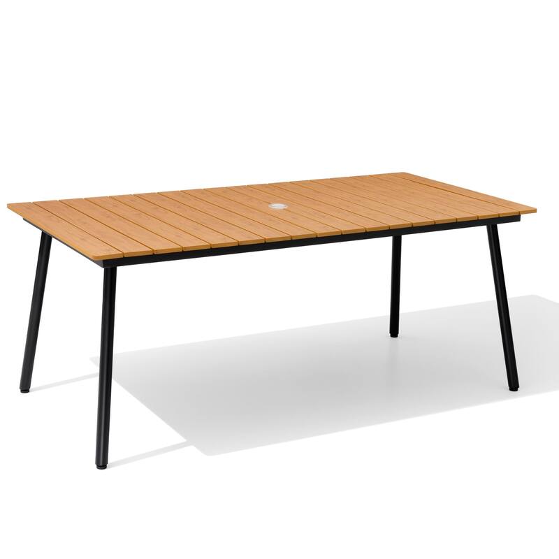 Outdoor Dining Furniture Rectangular Dining Table with Umbrella Hole