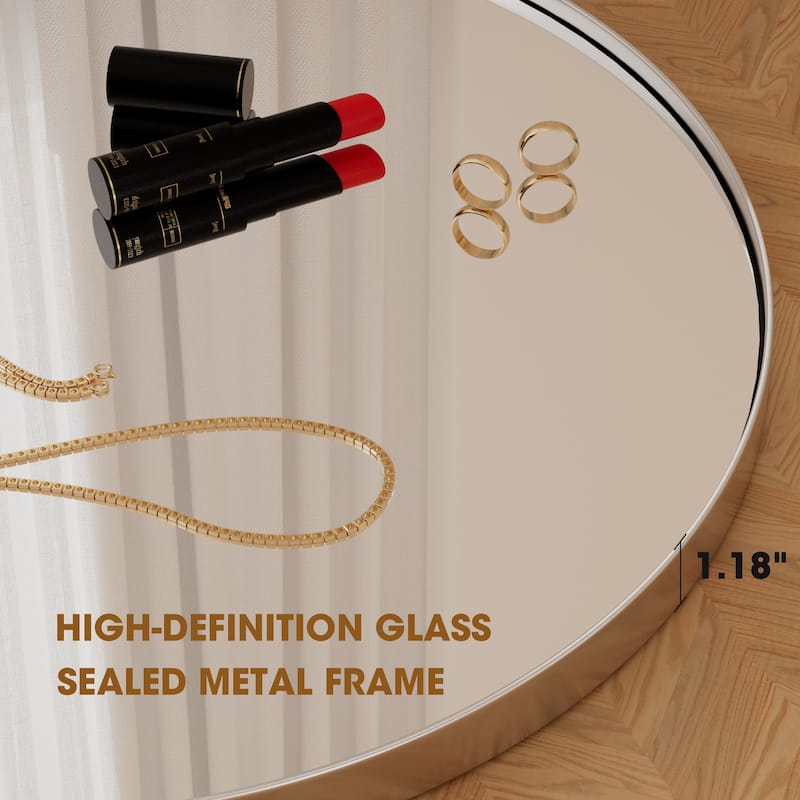 Round Wall Mirror with Metal Frame for Bathroom Vanity(1 Piece)
