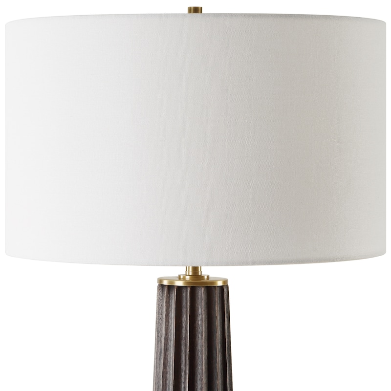 Scalloped Table Lamp with Round Shade - 31.5" - Brown and Antique Brass