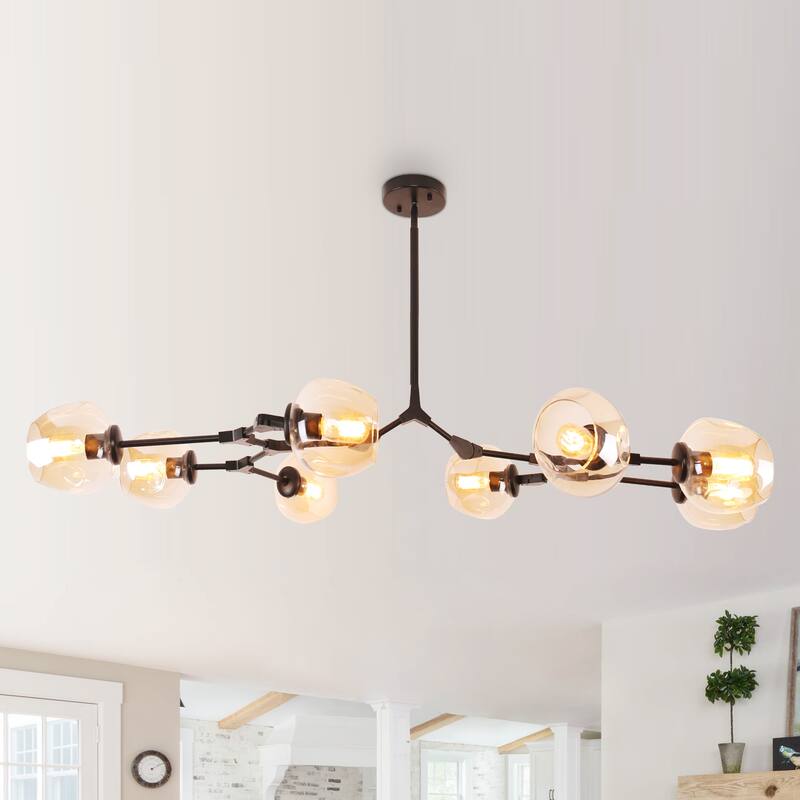 Oaks Aura Mid Century Modern Ceiling Light Black 8 Light Adjustable Sputnik Chandelier