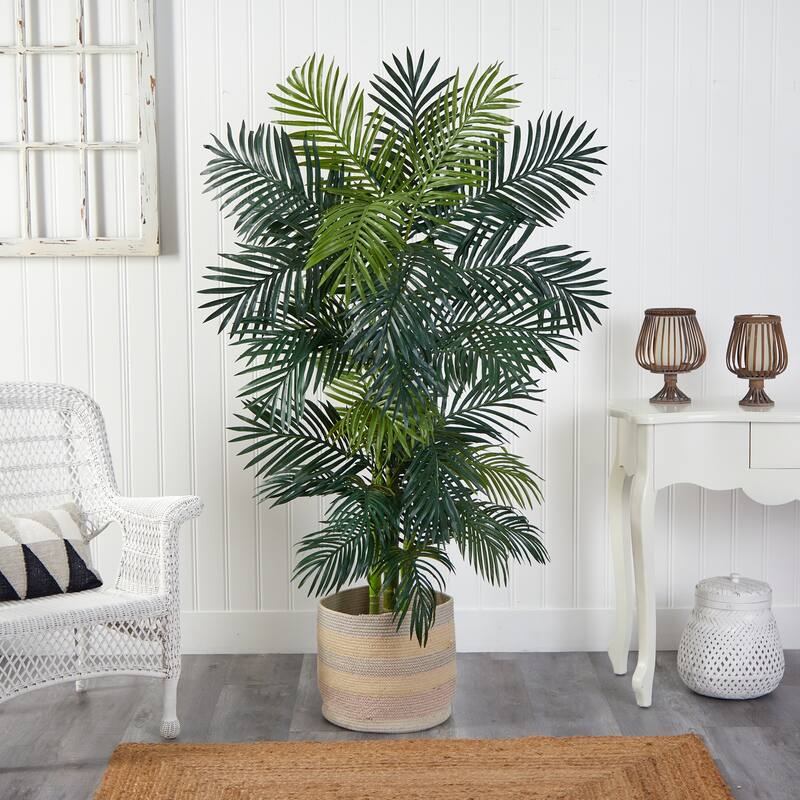 Artificial Palm Tree 6.5Ft Tree with Planter Indoor Outdoor Decor - Green