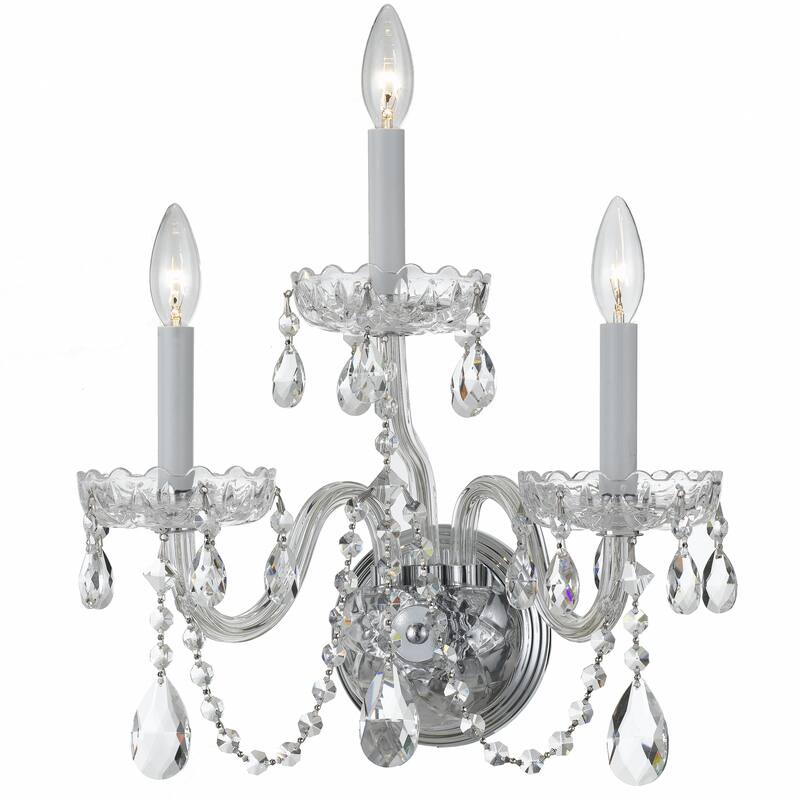 Traditional Crystal 3 Light Spectra Crystal Chrome Sconce - 15'' W x 16'' H x 8'' D - 15'' W x 16'' H x 8'' D