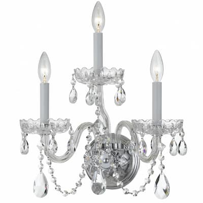 Traditional Crystal 3 Light Spectra Crystal Chrome Sconce - 15'' W x 16'' H x 8'' D