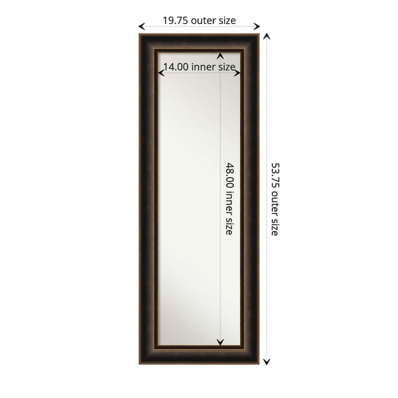 Villa Oil Rubbed Bronze Non-Beveled Wood Framed Full-Length On the Door Mirror - Villa Oil Rubbed Bronze - Glass Size 14x48