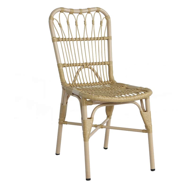 Outdoor PE Wicker Patio Dining Chairs Set of 2