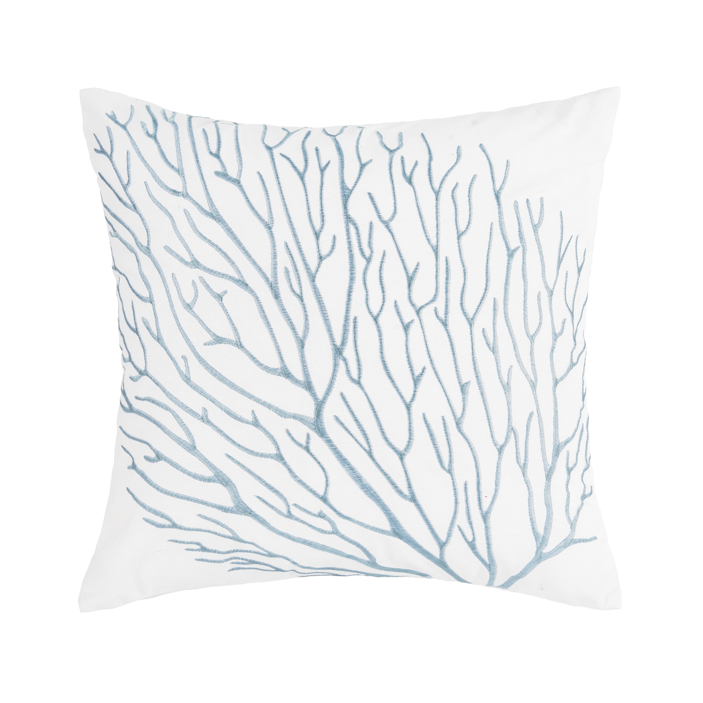 Coral Embroidered Throw Pillow