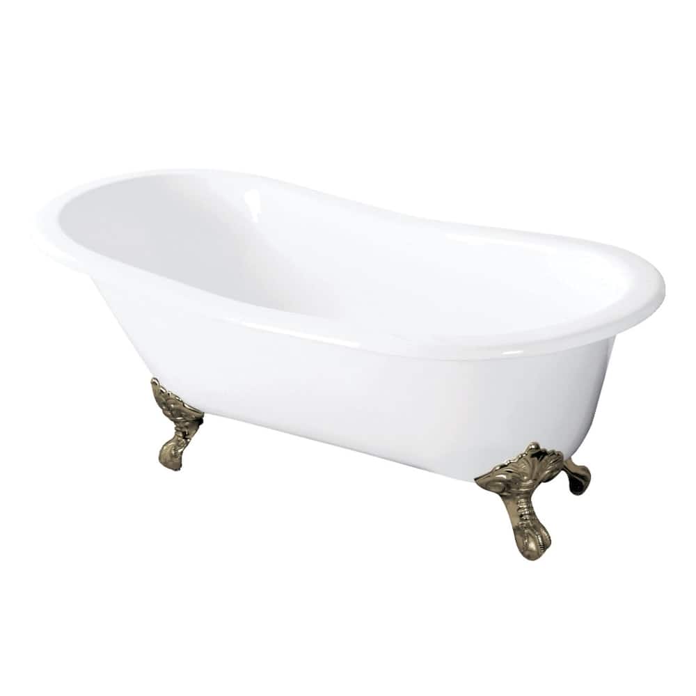 Kingston Brass Tazatina 54" Clawfoot Cast Iron Soaking Tub with
