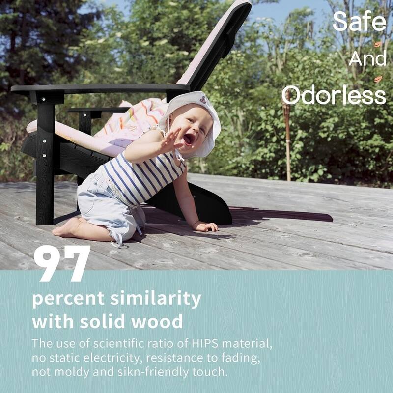 WINSOON All Weather HIPS Outdoor Plastic Adirondack Chairs Set of 4