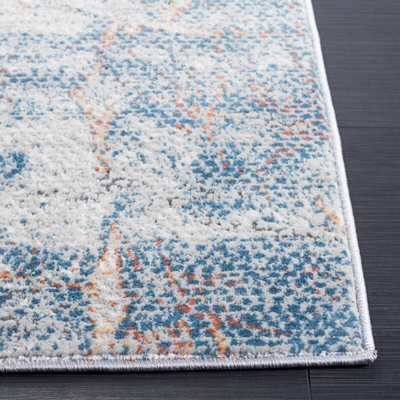 SAFAVIEH Vogue Genevieve Modern & Contemporary Rug - 2' x 8' Runner - Grey/Blue Rust