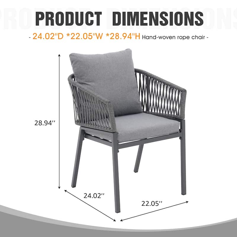 Outdoor 2 peice Aluminium Rope Dining Chairs