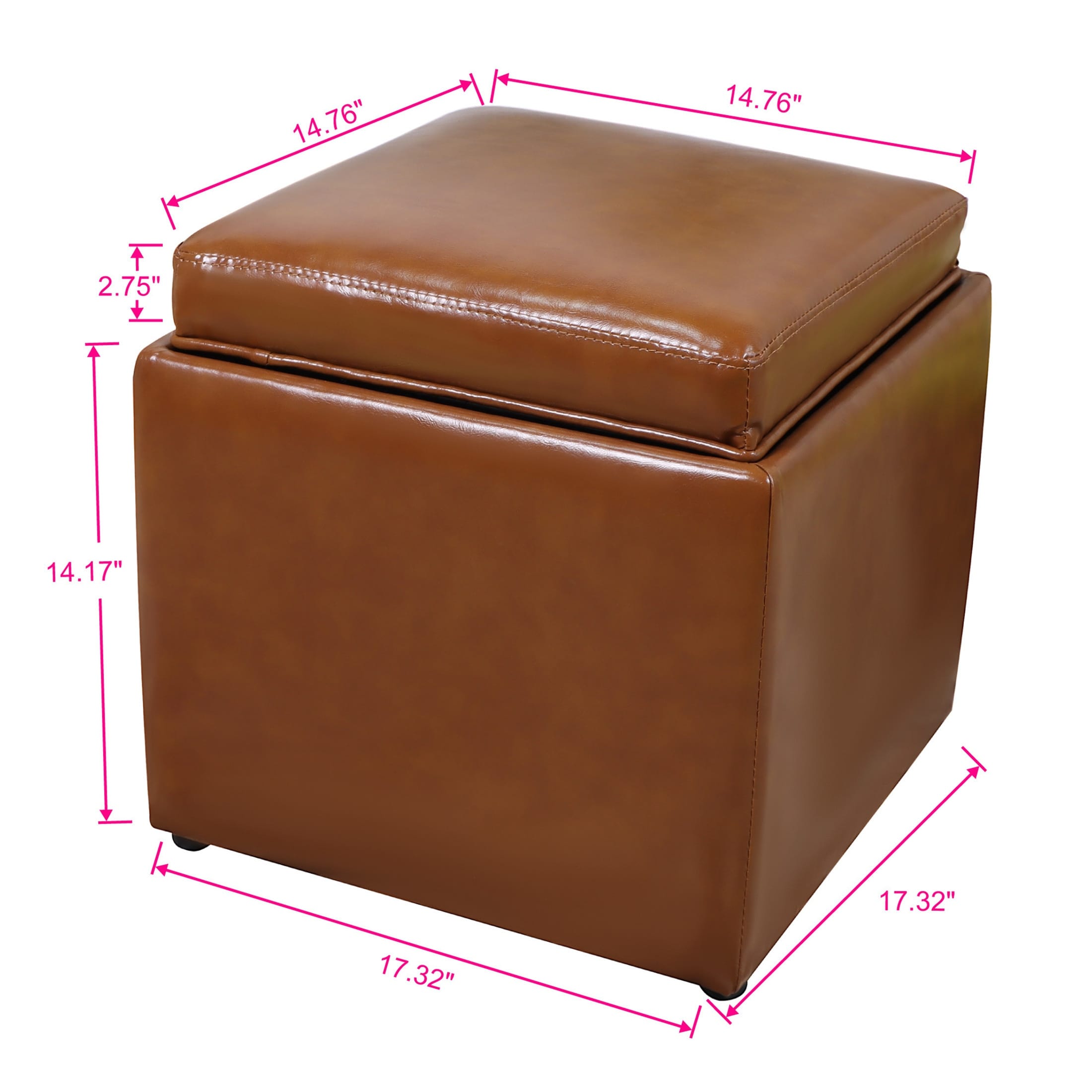 Leather storage ottoman shop with tray