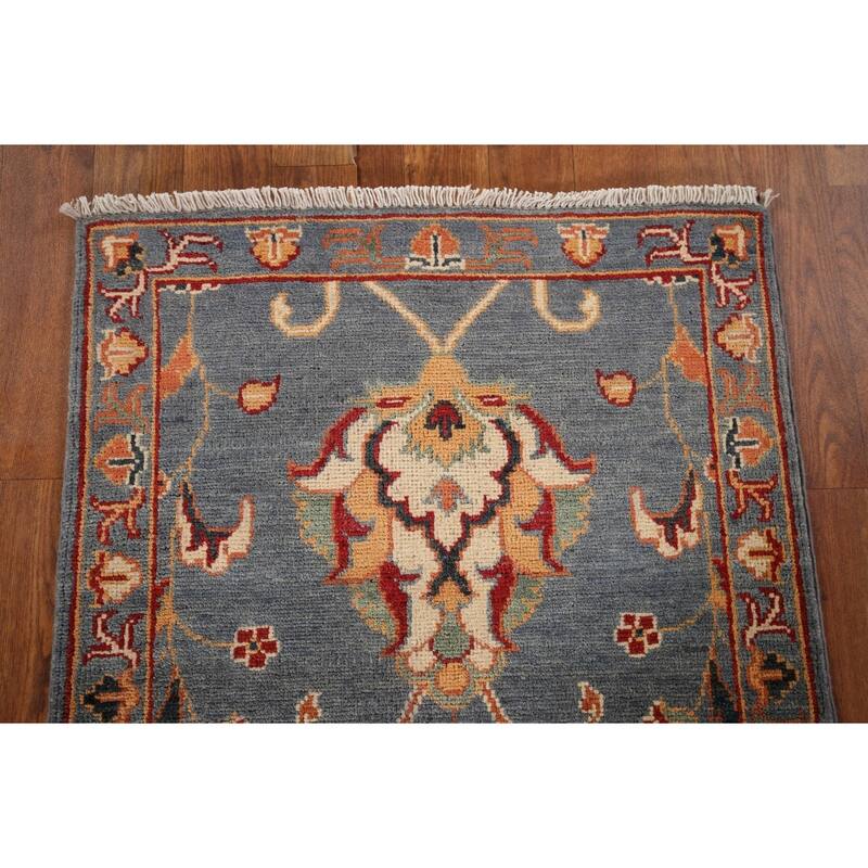 Kazak Oriental Runner Rug Handmade Traditional Blue Wool Carpet - 2'3" x 5'9"