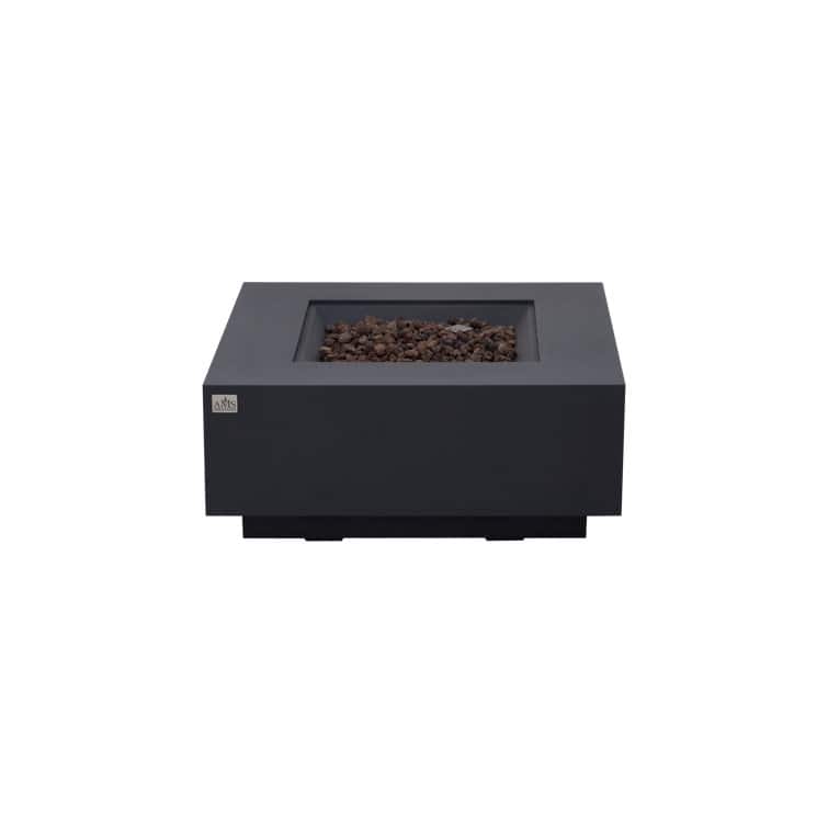 Brooklyn 40" Square Concrete Fire Pit Table by AMS Fireplace - Dark Grey - Natural Gas