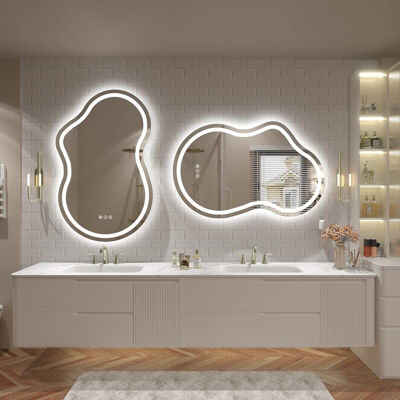 UL Certified Irregular LED Anti-fog Cloud-shaped Wall Bathroom Vanity Mirror