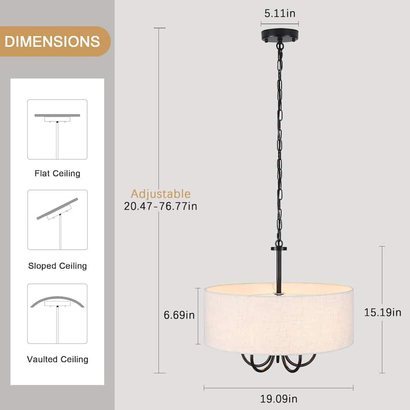 5-Light Modern Semi Flush Mount Ceiling Light for Dining Room Bedrooms Living Room - N/A