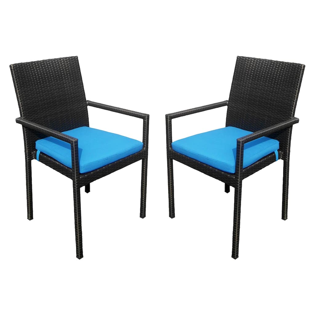 Dining Armchairs Set of 2 for Patio or Outdoor Seating, Wicker Construction - 22