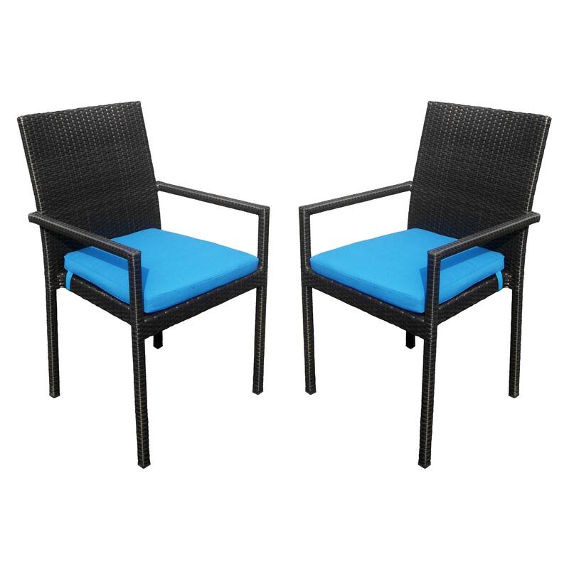 Dining Armchairs Set of 2 for Patio or Outdoor Seating, Wicker Construction - 22