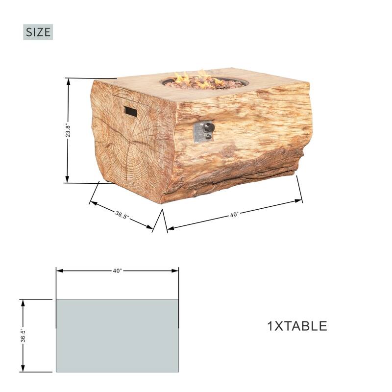 5-piece Outdoor 50,000 BTU Terrafab Composite Fire Pit Table Set with 4 Chairs