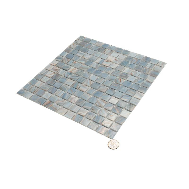 Apollo tile 12" x 12" Celestial Glossy Manatee Blue Glass Tile (20 sq ft/case) - 20 Pack