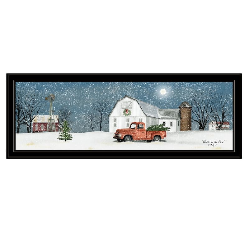 TrendyDecor4U Farmhouse "Winter on The Farm" Framed Print Wall Art by Billy Jacobs