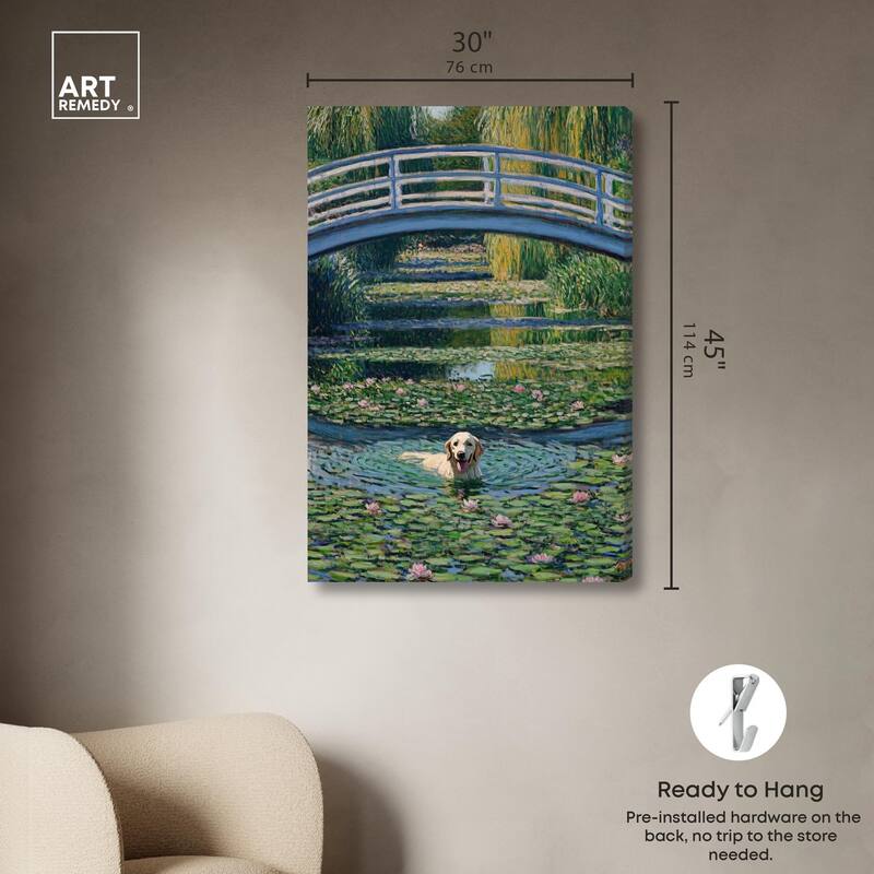 The Pond Under the Bridge Canvas by Art Remedy, Gallery Wrapped