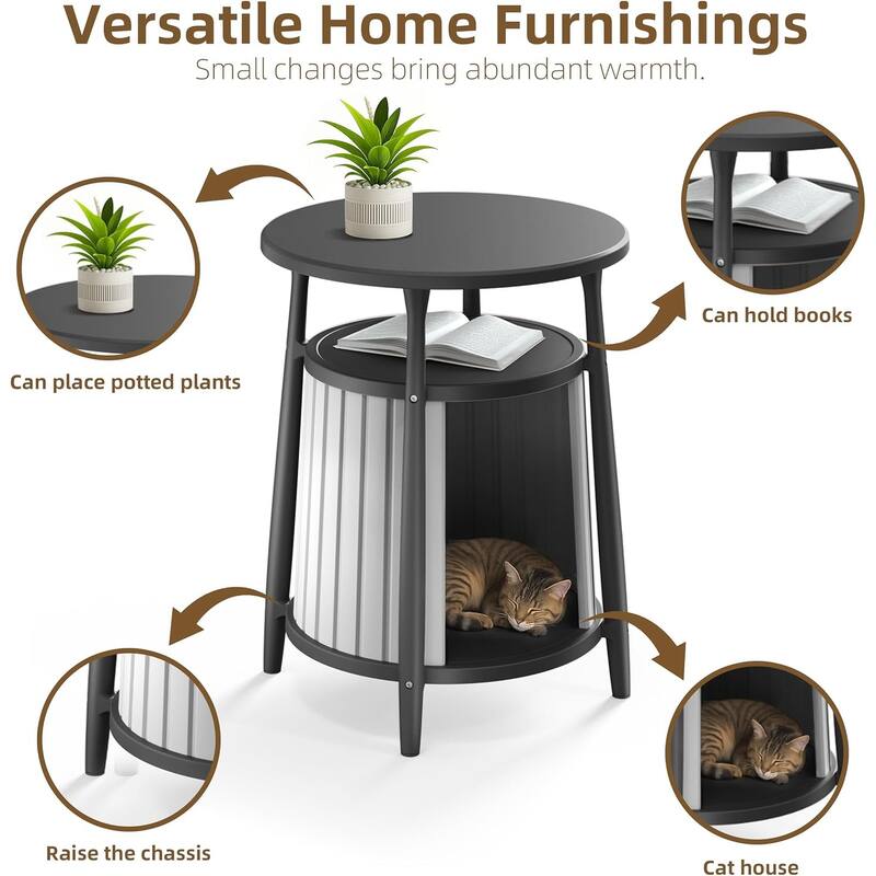 Decksplore Side Table with Storage All-Weather Resin Living Room, Bedroom, Balcony, Reading Room (Black)